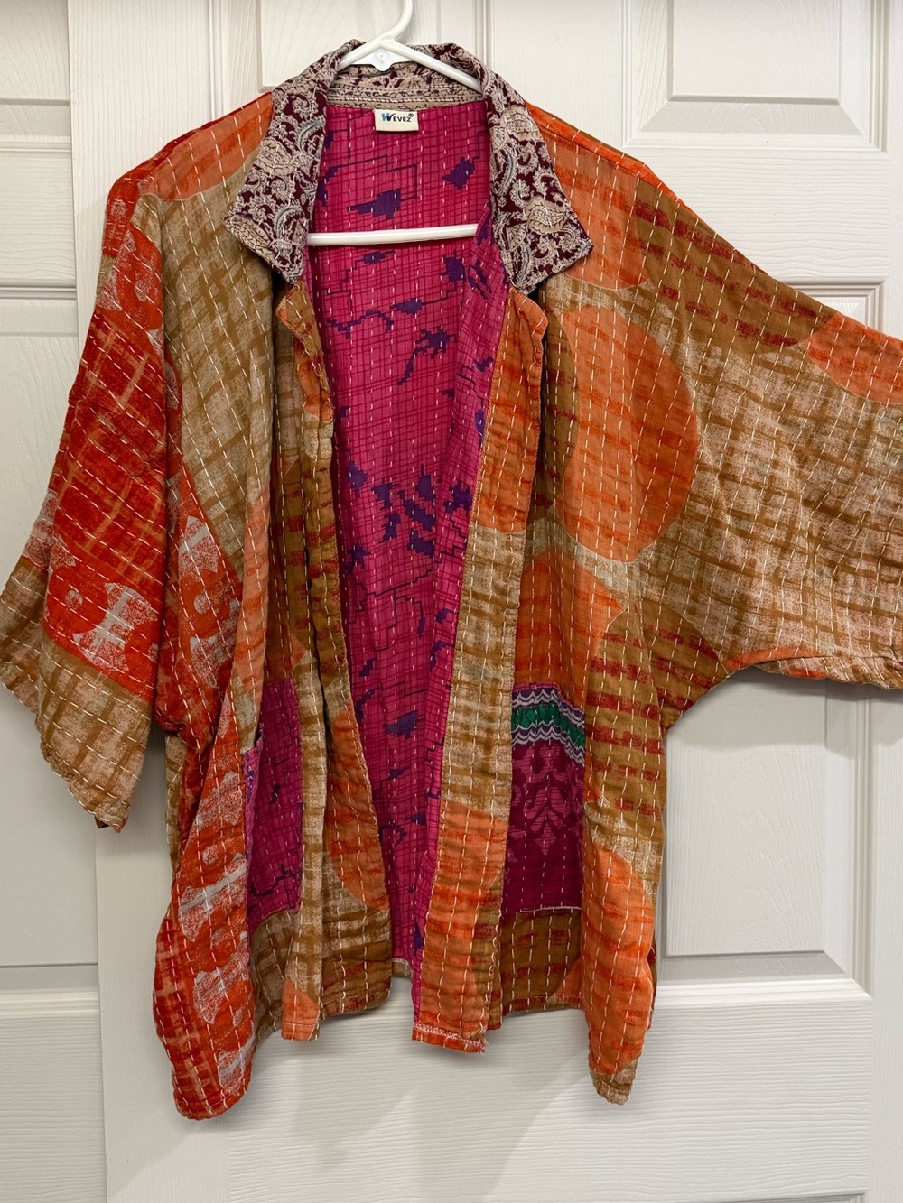WEVEZ kantha oversized kimono blazer